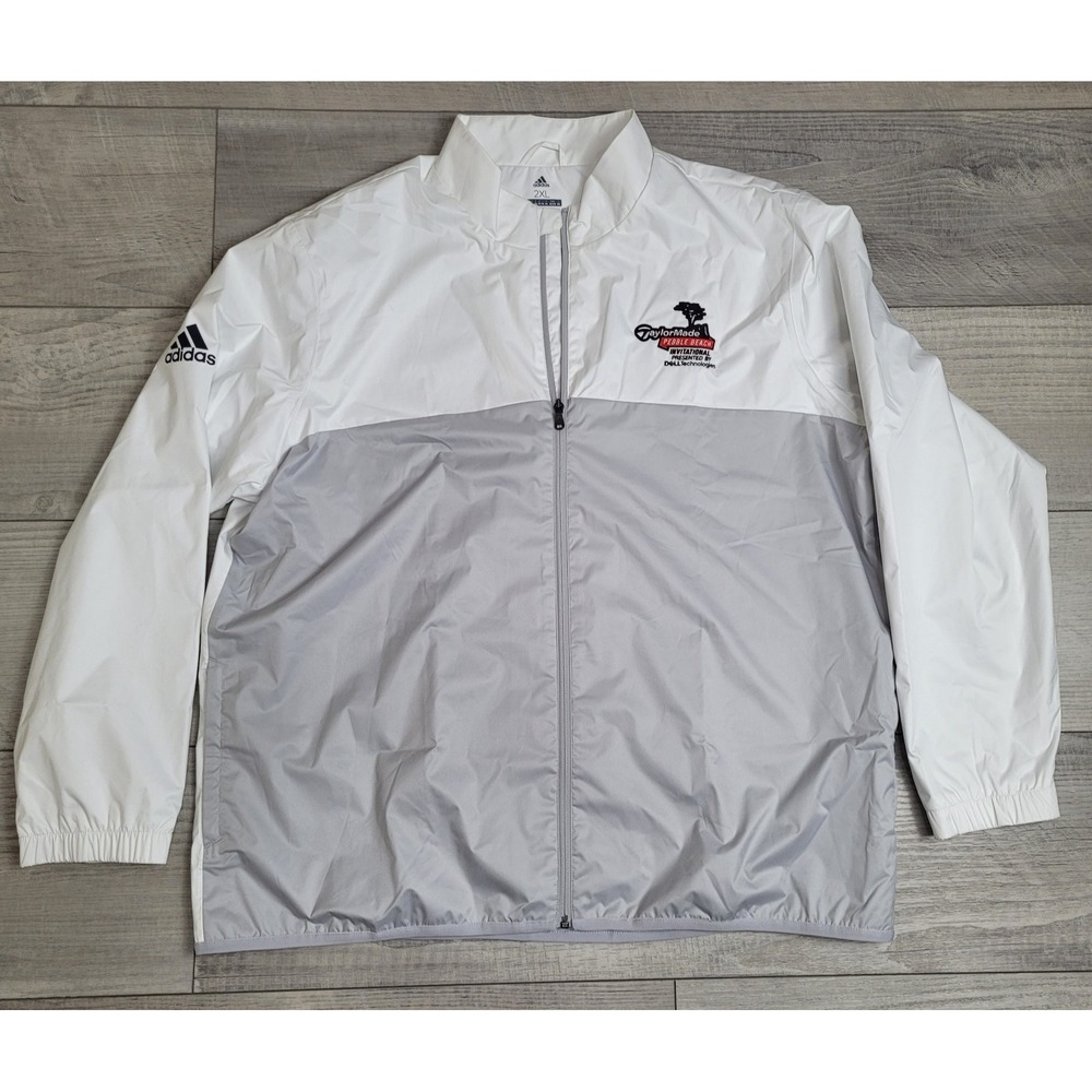 ⛳Adidas Golf Climastorm Jacket Mens 2XL White Zip TaylorMade Pebble Beach 2018 - Picture 2 of 16
